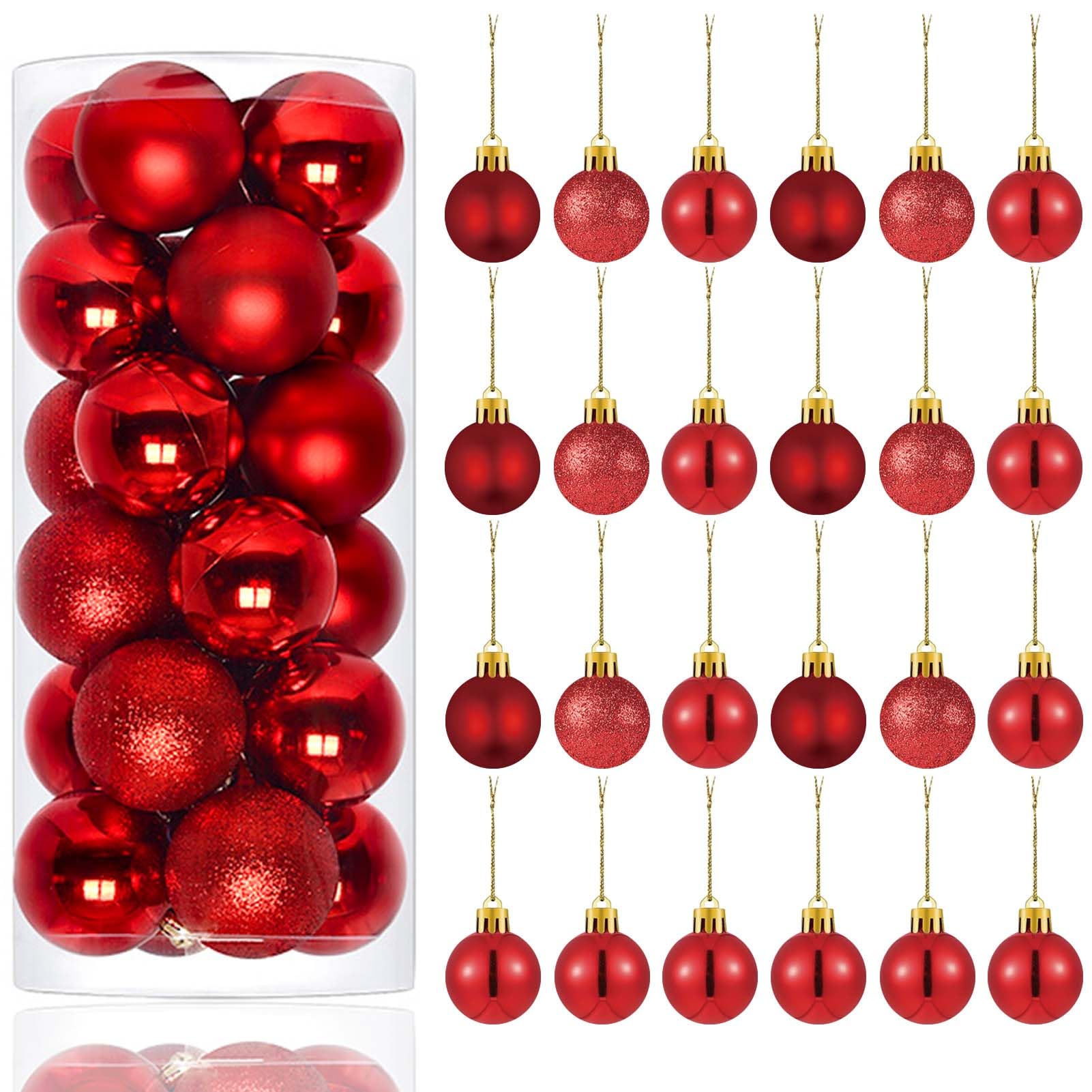 Photo 1 of 24PCS Christmas Ball Ornaments?1.18 Inch Mini Christmas Balls Small Xmas Tree Hanging Ornaments Decorative Balls for Xmas Tree Outdoor Indoor DIY Craft Party Supplies, Red