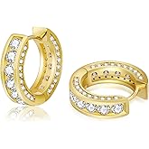 KRKC Hoop Earrings for Men S925 Sterling Silver Hypoallergenic Hoop Earrings, 14K Gold Plating Round Circle Earrings For Men Women