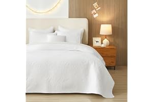 HiSnug White Quilt Set King Size - Lightweight Summer Bedspread, Soft Oversized King Quilt Bedding Set for All Seasons, Machine Washable, 3 Pieces