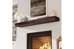 Eshoma Fireplace Mantel, 60 Inch Handcrafted Wood Mantles with Invisible Heavy Duty Metal Bracket, Floating Mantel Shelf for Wall Decor, Rustic Brown