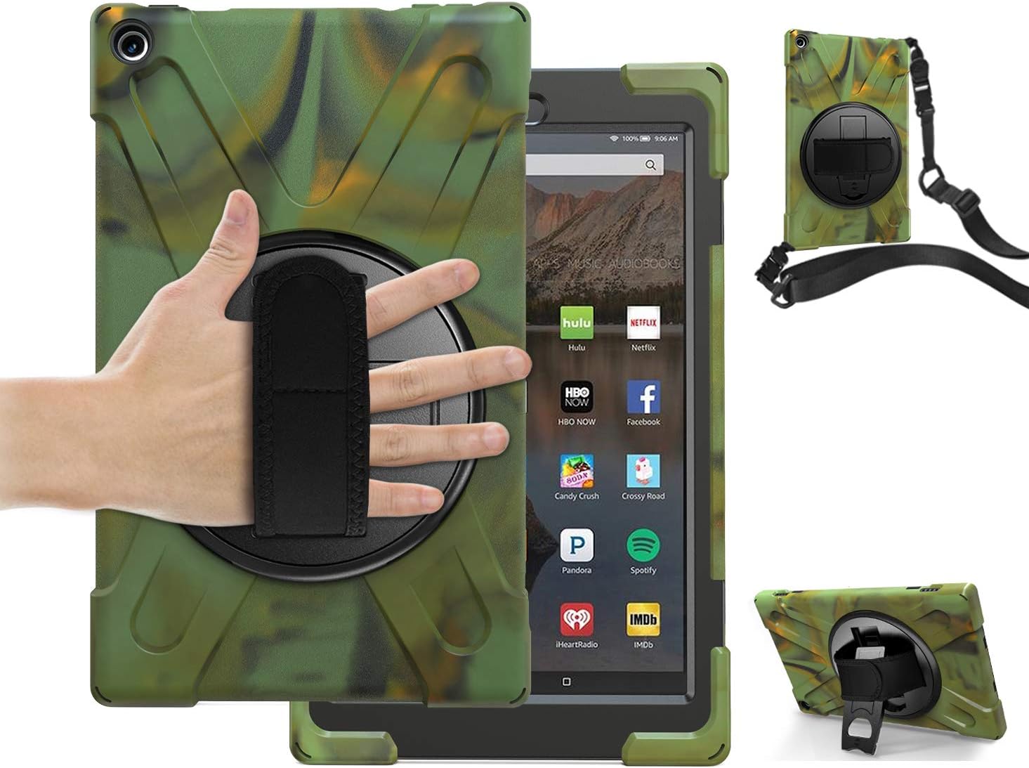 Amazon Fire HD 10 Tablet Case with Stand and Strap TSQ