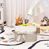 TIMEYARD Woven Storage Basket Cotton Rope Square 33x25x22.5cm Brown view 6