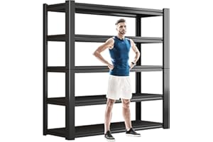 LLIIFFEE Wide Large Heavy Duty Garage Tools Storage Shelving Adjustable 5 Tier Garage Shelves 3000 lbs Industrial Utility Rack Shelf for Warehouse Pantry Factory Storage (19.7" D*59.1" W*72" H)