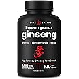 Korean Red Panax Ginseng 6000mg Per Serving | 10:1 Ginseng Root Extract with 5% Ginsenosides for Energy, Focus & Performance