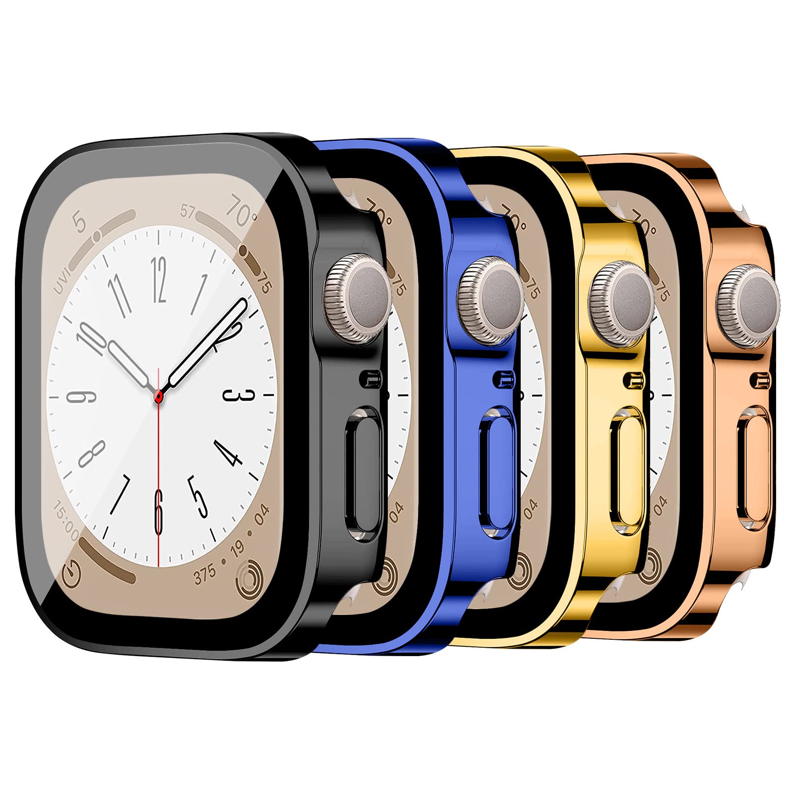 Cases with Screen Protector for Apple Watch Case 40mm 42mm 44mm 41mm 45mm 46mm with Built-in Tempered Glass Film Screen Protector, Hard PC Protective Case Cover for Apple Watch Series 10 9 8 7 6 5 4