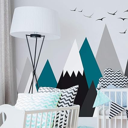 Stickers Muraux Enfants Decoration Chambre Bebe Stickers Muraux Enfant Sticker Mural Scandinave Autocollant Mural Geant Montagnes Scandinaves Annuska H60 X L115 Cm Amazon Fr Cuisine Maison
