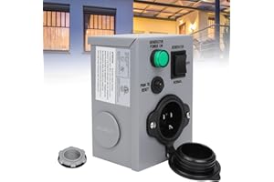 Afurkuot 15 Amp Generator Transfer Switch, NEMA 5-15P Pre-Drilling Power Inlet Box with Circuit Breaker, 15A 125V Manual Transfer Switch for Generator Outdoor Indoor Home, ETL Listed