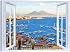 LuxHomeDecor Quadro Finestra Napoli Vesuvio 100x75 cm Stampa su Tela