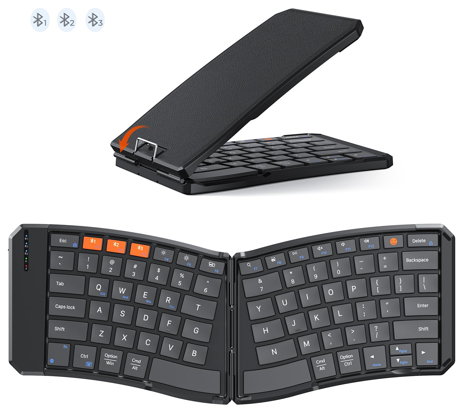 Photo 1 of MEETION Ergonomic Foldable Keyboard, Split Portable Compact Bluetooth Keyboard for Business Travel, Ultra-Thin Folding Rechargeable Wireless Keyboards for iOS Android Windows Mac Tablet PC Smartphone