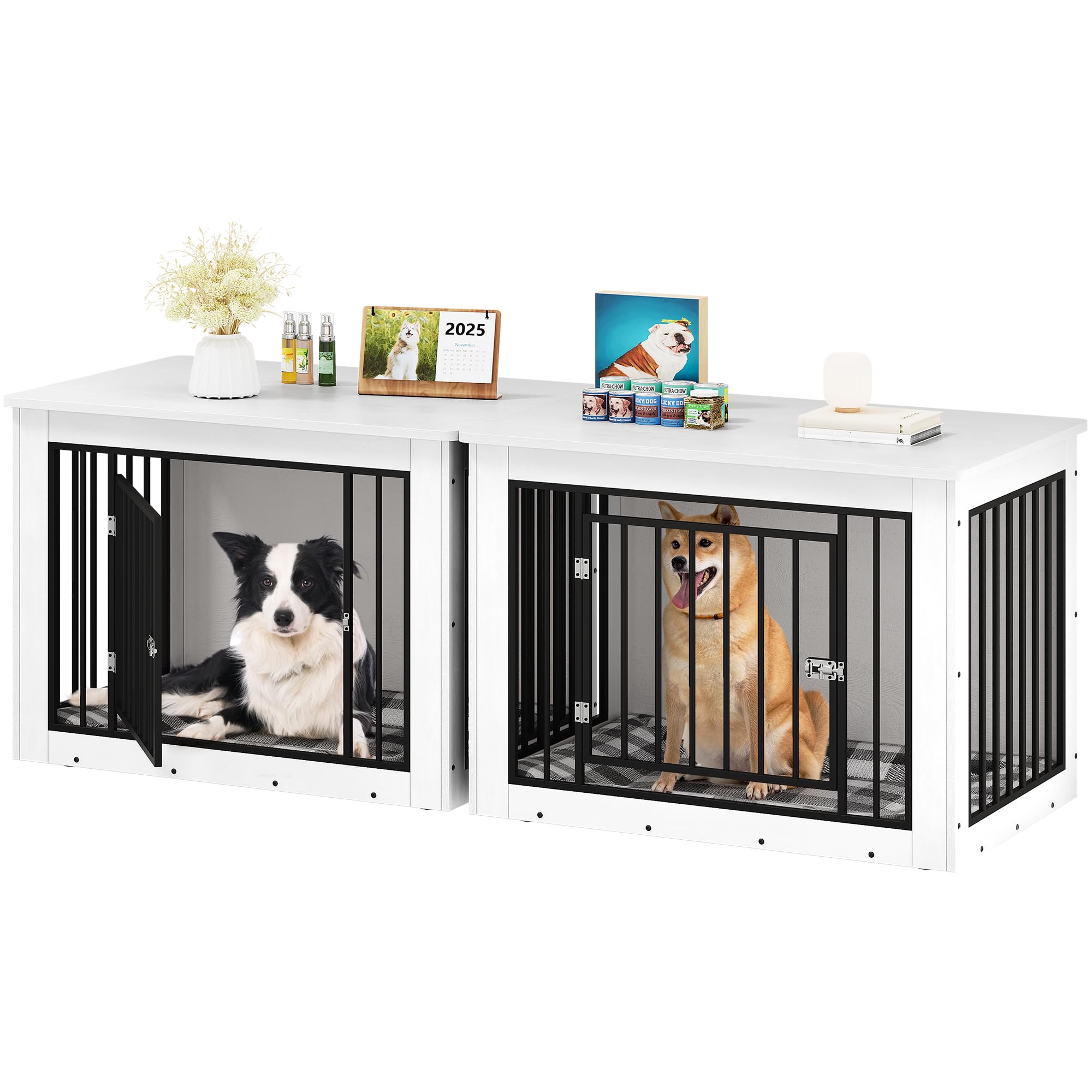 YITAHOME 76 Inch Double Dog Crate Furniture, XXL