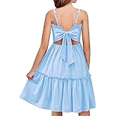 Arshiner Girls Tie Back Dress Spaghetti Strap Ruffle Hem Casual Summer Beach Sundress with Pockets