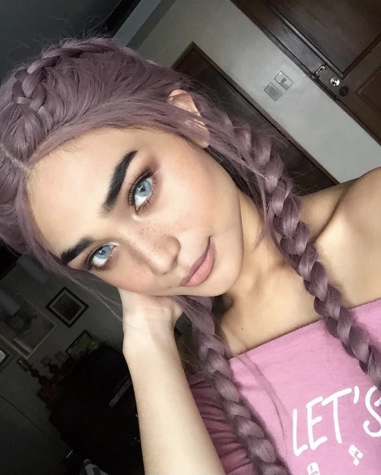 Purple Drag Queen Handmade Braided Lace Front Wig Women Lilac Lavender Purple 2x Twist Braids Wigs with Baby Hair Synthetic Heat Resistant Fiber Wig for White 24inch
