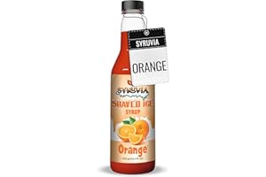 Syruvia Snow Cone Syrup 12.7oz - Orange Syrup For Shaved Ice, Snow Cones, Slushies, Italian Soda, Popsicles. Kosher, Dairy Free