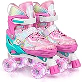 Roller Skates for Kids Girls Boys 4 Size Adjustable Kids Roller Skates with Wheels Light up for Children, Teens, Beginner & Advance, Indoor Outdoor