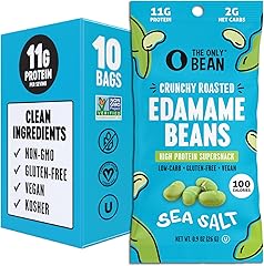 The Only Bean Crunchy Dry Roasted Edamame Snacks (Sea Salt), Healthy High Protein(11g) Keto Food, Low Carb Gluten Free Office