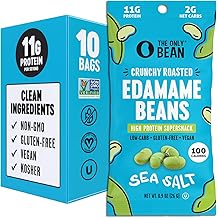 The Only Bean Crunchy Dry Roasted Edamame Snacks (Sea Salt), Healthy High Protein(11g) Keto Food, Low Carb Gluten Free Office