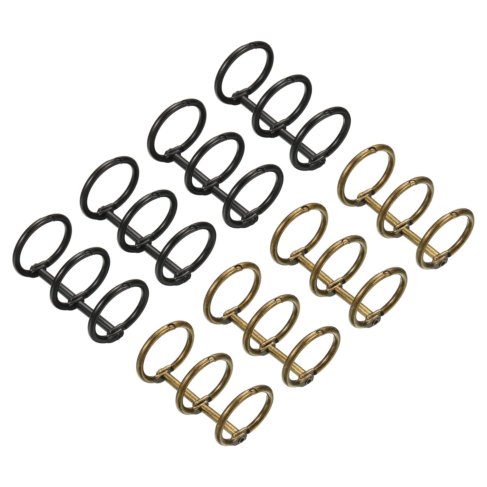 PATIKIL 0.79" Dia 3-Rings Book Rings, 8 Pack Metal Binder Rings Loose Leaf Ring Detachable for Office Desk Calendar Photo Album, Bronze Black