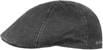 StetsonMen's Level Flat Cap - Cotton Peaked Cap - Men's Cap with 40+ UV Protection - Vintage Look Cap - Summer/Winter - Flat Cap