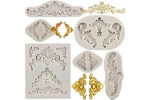 Sijiangmold Baroque Style Silicone Molds Curlicues Scroll Lace Fondant Molds Vintage Relief Flower Mold Filigree Mold For Cup