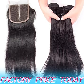 Amazon Com Virgin Human Hair Bundles With 4x4 Lace Closure Free