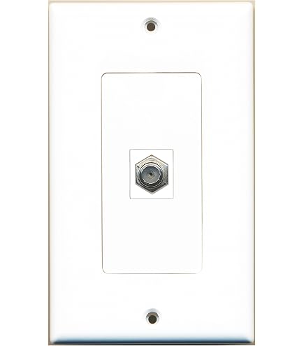 RCA Koaxial-Wandplatte Weiß – Einzelanschluss Mit Vergoldetem F-Stecker Für RG6/RG59 Kabel