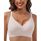 UHICOZY Comfortable Wireless No Show Bra with Support and Lift Seamless Full Coverage Push Up Bra for Women