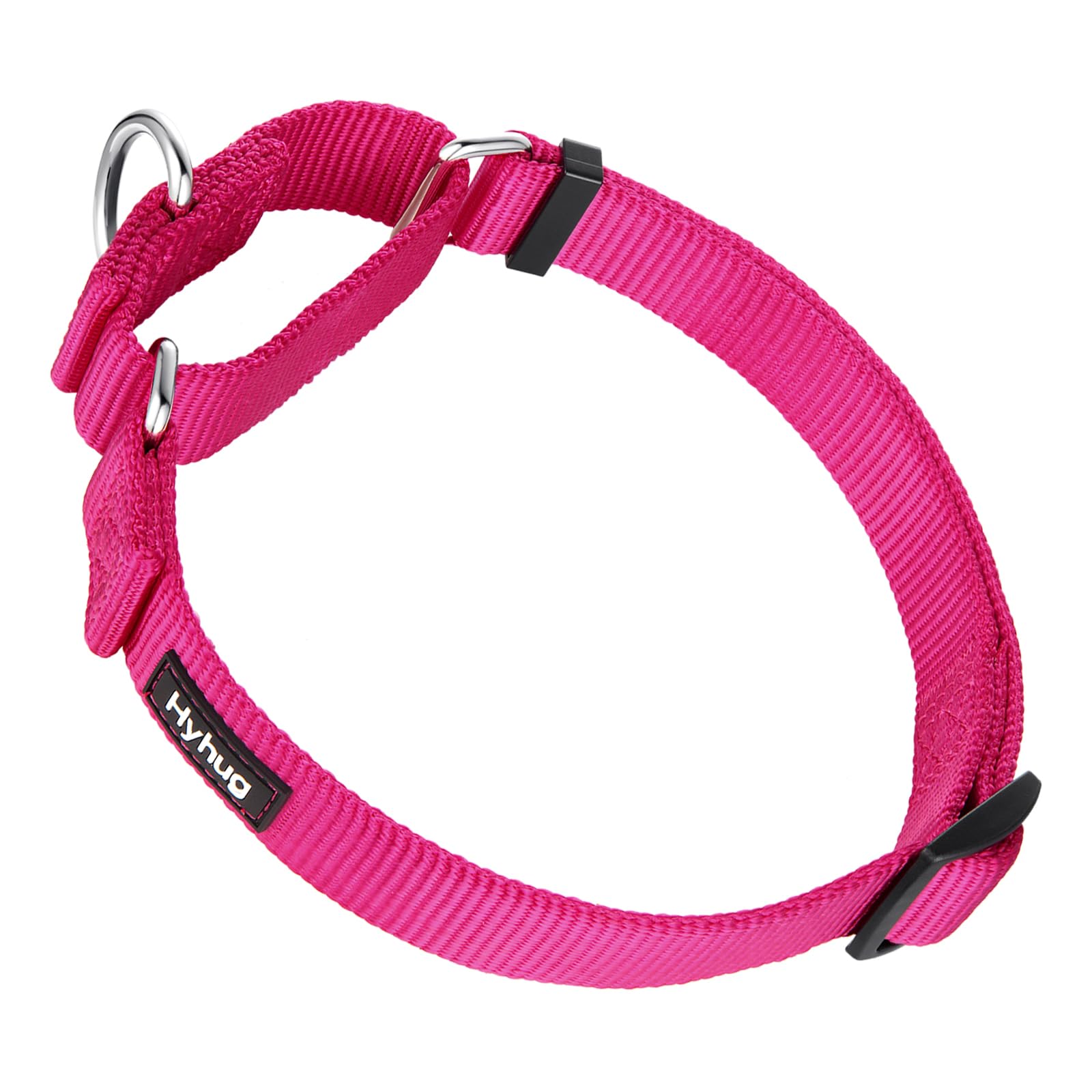Hyhug Traffic Nylon Anti - Escape Martingale Dog Collar for Large Breeds Boy and Girl Dogs - Walking Training Daily Use. (Large, Rose Red) — image 1