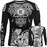 Hardcore Training Men's Rash Guard Compression Long Sleeve Jiu Jitsu, MMA No-Gi, Tight BJJ Grappling Base Layer Combat (US, Alpha, 4X-Large, Regular, Regular, Black/Black)