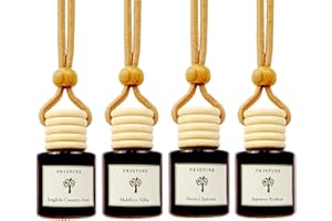 PRISTINE Car Air Freshener/Top 4 Hotel Blend Essential Oils 4 Pcs Set Mini Hanging Teakwood Cap Diffuser for Car Aroma Scenti