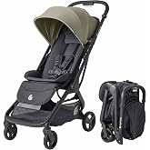 Ergobaby Metro 3 Baby Stroller for Newborns, Infants, and Toddlers | Compact Travel Stroller with One-Hand Fold, Near-Flat Recline, Adjustable Handlebar, Soft Olive