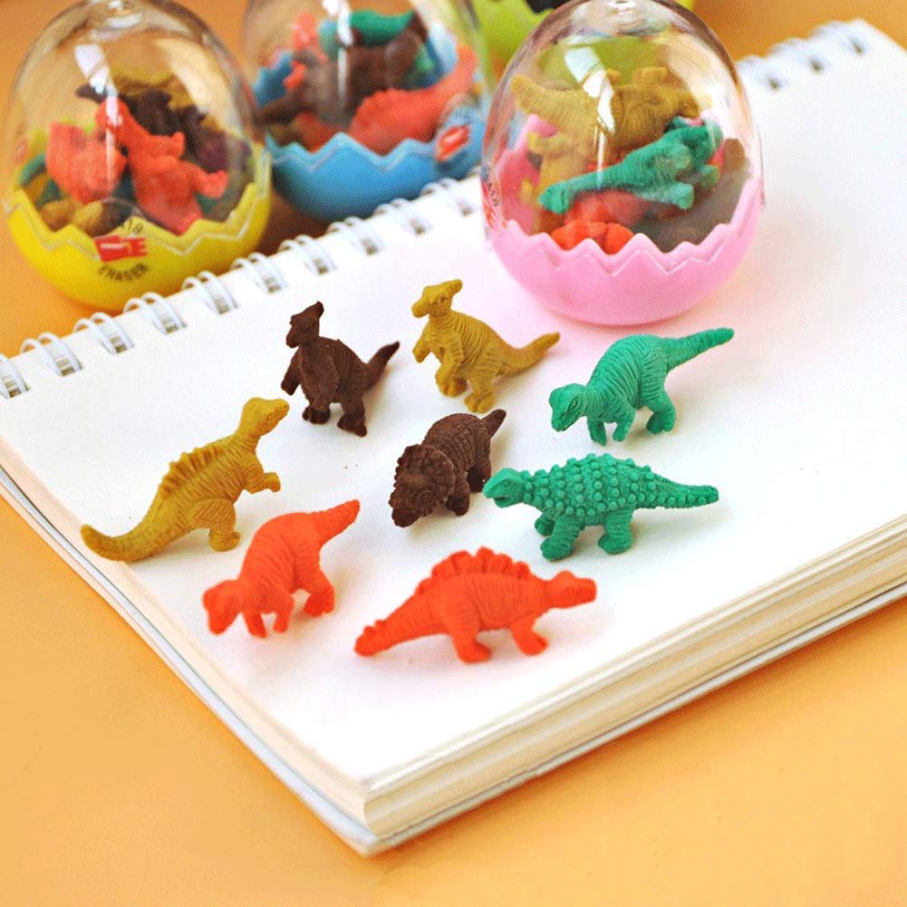 Mini Dinosaur Erasers,  48PCS Pencil Erasers Mini Rubber Erasers Educational Dinosaur Animal Toys School Supplies Animal Erasers for Kids
