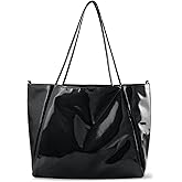 HOXIS Shiny Patent Faux Leather Tote Glossy Shoulder Handbag for Women Convertible Purse | Shiny, Patent, Glossy, Shoulder, Convertible