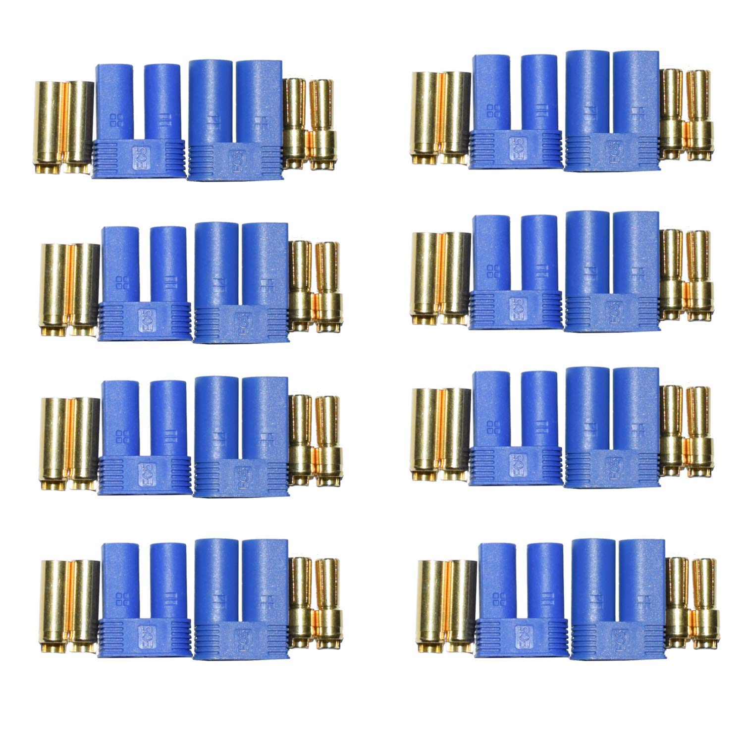 Photo 1 of LIXINTIAN 8 Pairs EC5 Battery Connector Plugs,Male/Female Ec5 Connector 5.0mm Gold Bullet Connector for RC ESC LIPO Battery Device