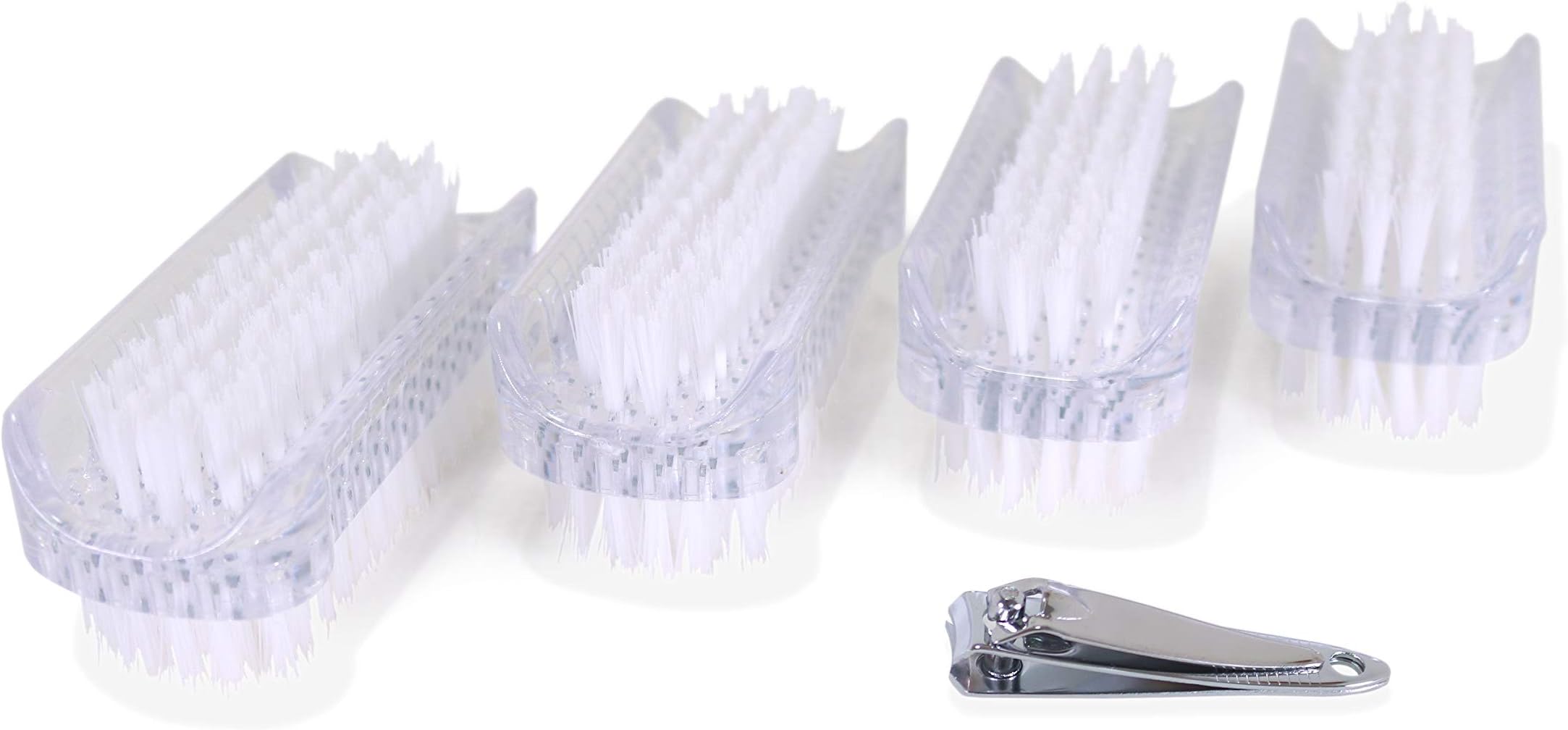 mTantori 4-pack Hand and Nail Cleaning Brush Two-sided plus Bonus Nail Clipper