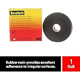 3M HT002001309 Scotch 23 Cinta Eléctrica Autosoldable de Goma, 19 mm x 9.15 m, 1 Rollo, Negro