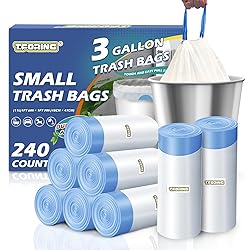 240 Count 3 Gallon Trash Bags Drawstring - 12 Liter