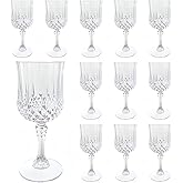 LEYIQU Plastic Wine Glasses, Plastic Goblets Vintage Style Cordial Drinking Glasses for Valentine’s Day, Wedding Reception, Grand Event Party Supplies (12, Transparent)