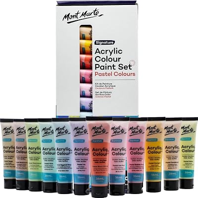 Mont Marte Signature 12pc 36ml Acrylic Colour Pastel Paint Set