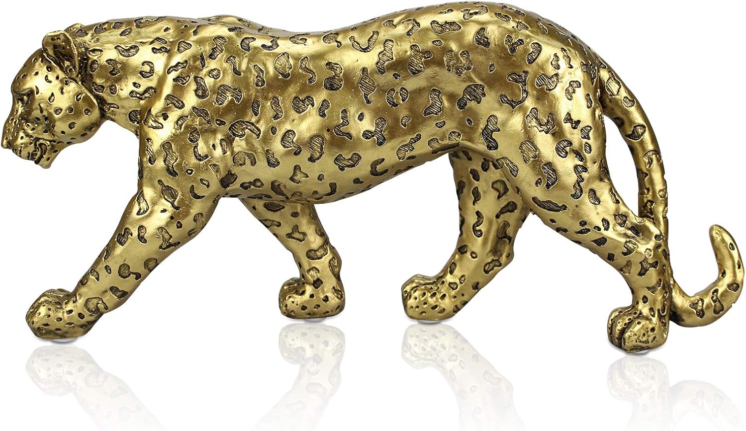 ALIWINER Polyresin Leopard Statue Resin Cheetah Figurine Animal Home Decor Gold