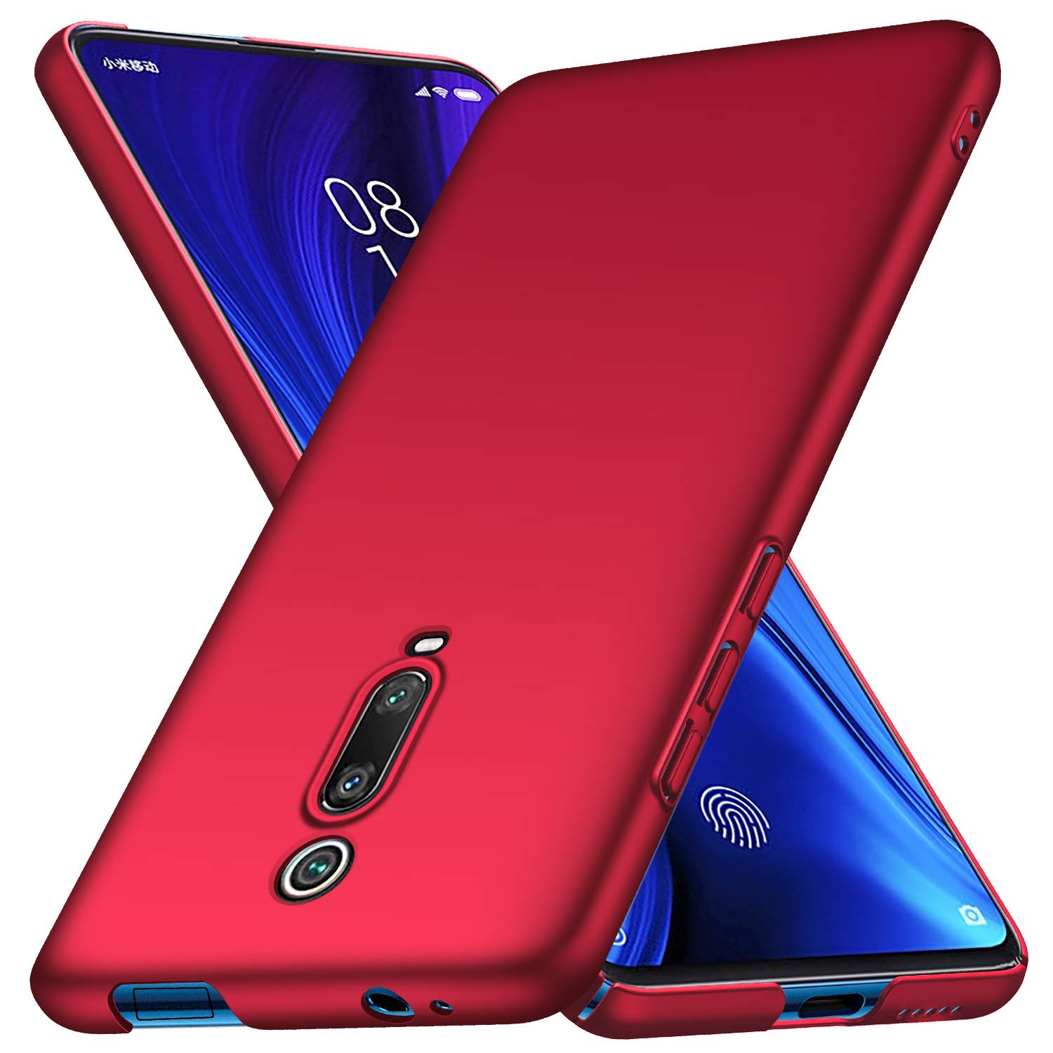 UCMDA Funda Xiaomi Mi 9T / Xiaomi Mi 9T Pro con Protector de Pantalla, Carcasa Duro Funda Xiaomi Mi 9T / Xiaomi Mi 9T Pro con Cristal Templado - Rojo