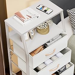 Furnulem White Dresser with 5 Drawers, Vertical