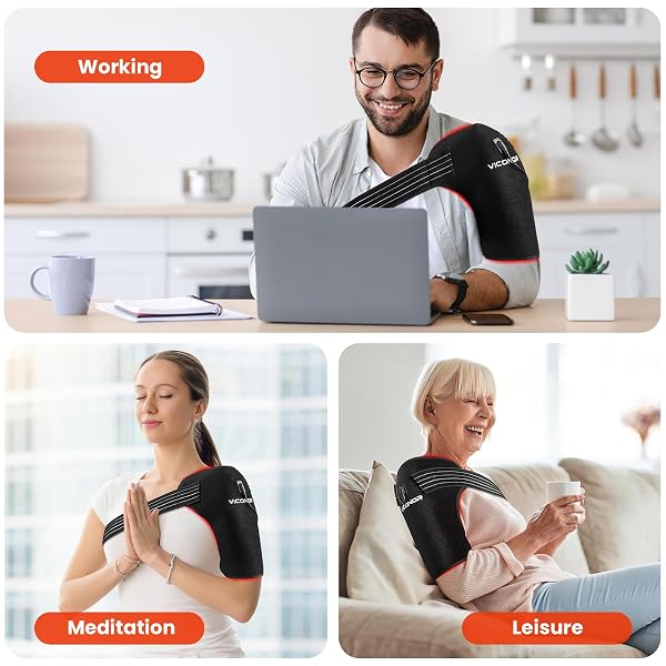 VICONOR RED LIGHT THERAPY FOR SHOULDER PAIN RELIFE, INFRARED LIGHT THERAPY FOR BODY, IMPROVE JOINT MUSCLE, 660NM&850NM RED LIGHT HEATED SHOULDER WRAP WITH MASSAGE, BLACK1