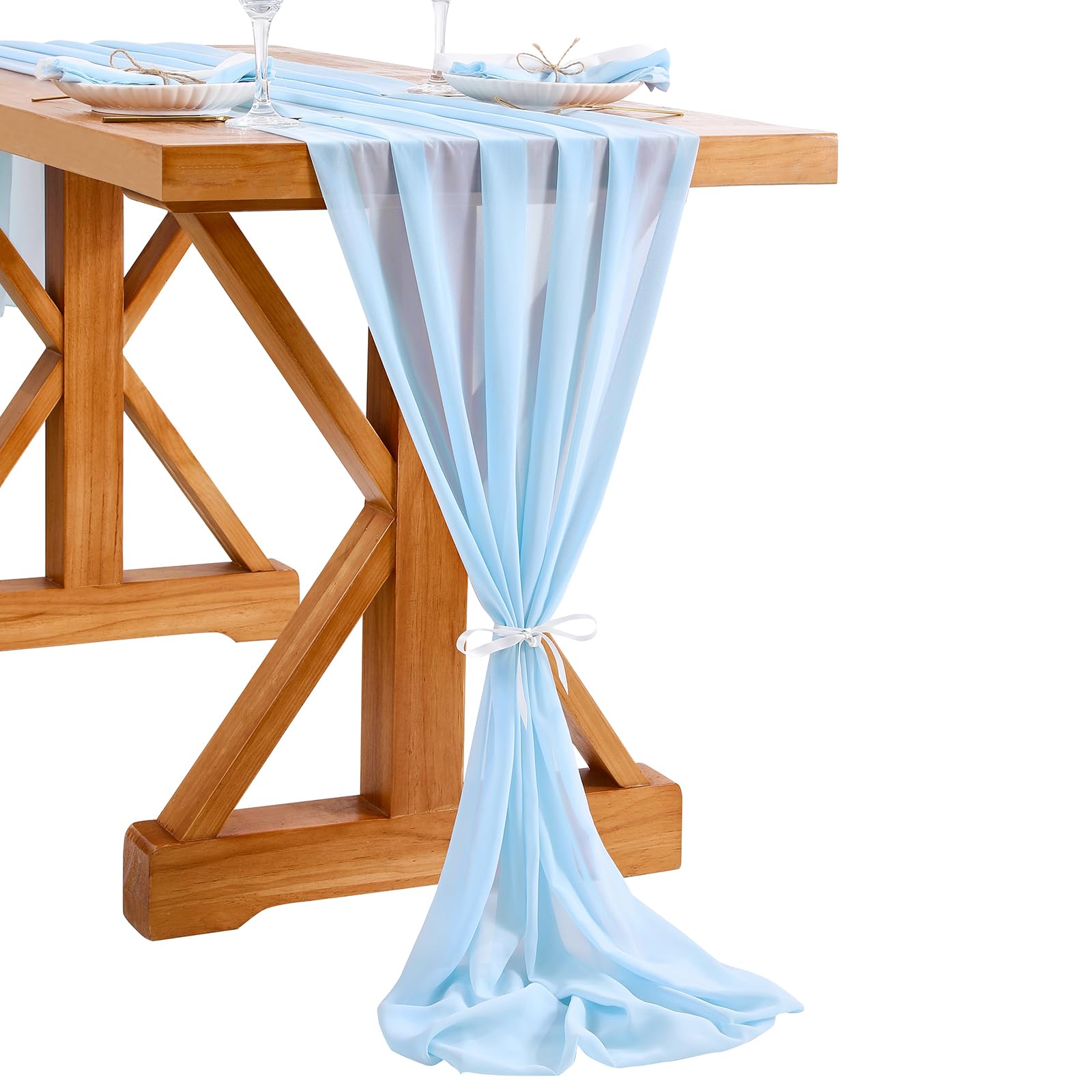 Blue Chiffon Table Runner 27x120 Inches Romantic Wedding Table Runner Birthday Party Cake Table Decorations Table Lines