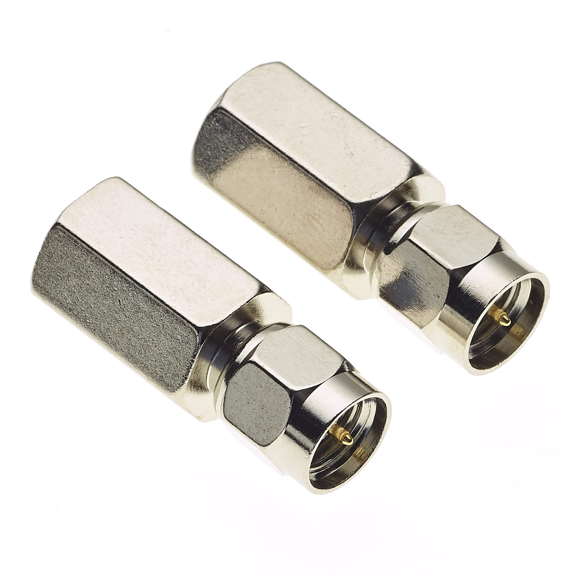 Keple FME Plug To SMA Plug Adaptor, 50 Ohm SMA Adapter With Nickel Plated Body For Antenna And Radios, Male To Male Straight Adapters, Pack Of 2