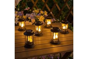 Beautyard Outdoor Solar Candles Lights Flickering Decorative Lantern Stake Lighting for Garden, Backyard, Lawn, Pathway, Patio Accessories and Decor ( 6 Pack , Black )…
