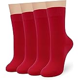 Womens Combed Cotton Color Thin socks Viscose- Breathable Soft Crew Casual Socks Comfort Gift 4 Pairs