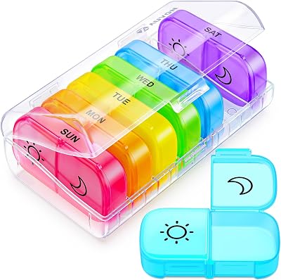 AUVON Pill Organiser XL Weekly 7 Day 2 Times a Day One-Side Large Opening
