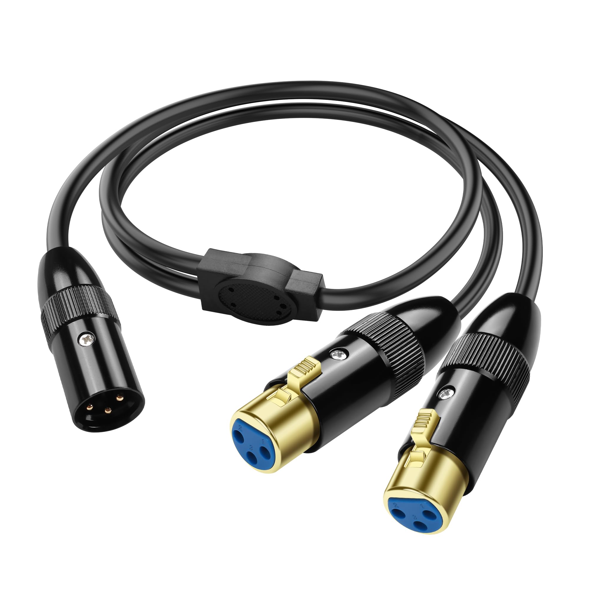 PNGKNYOCN XLR Y Splitter Cable, 0.5M/1.6FT, Balanced XLR 3 Pin Male to 2 Female, Microphone, PA Console, DAC, Guitar Amplifier, Professional Audio Equipment