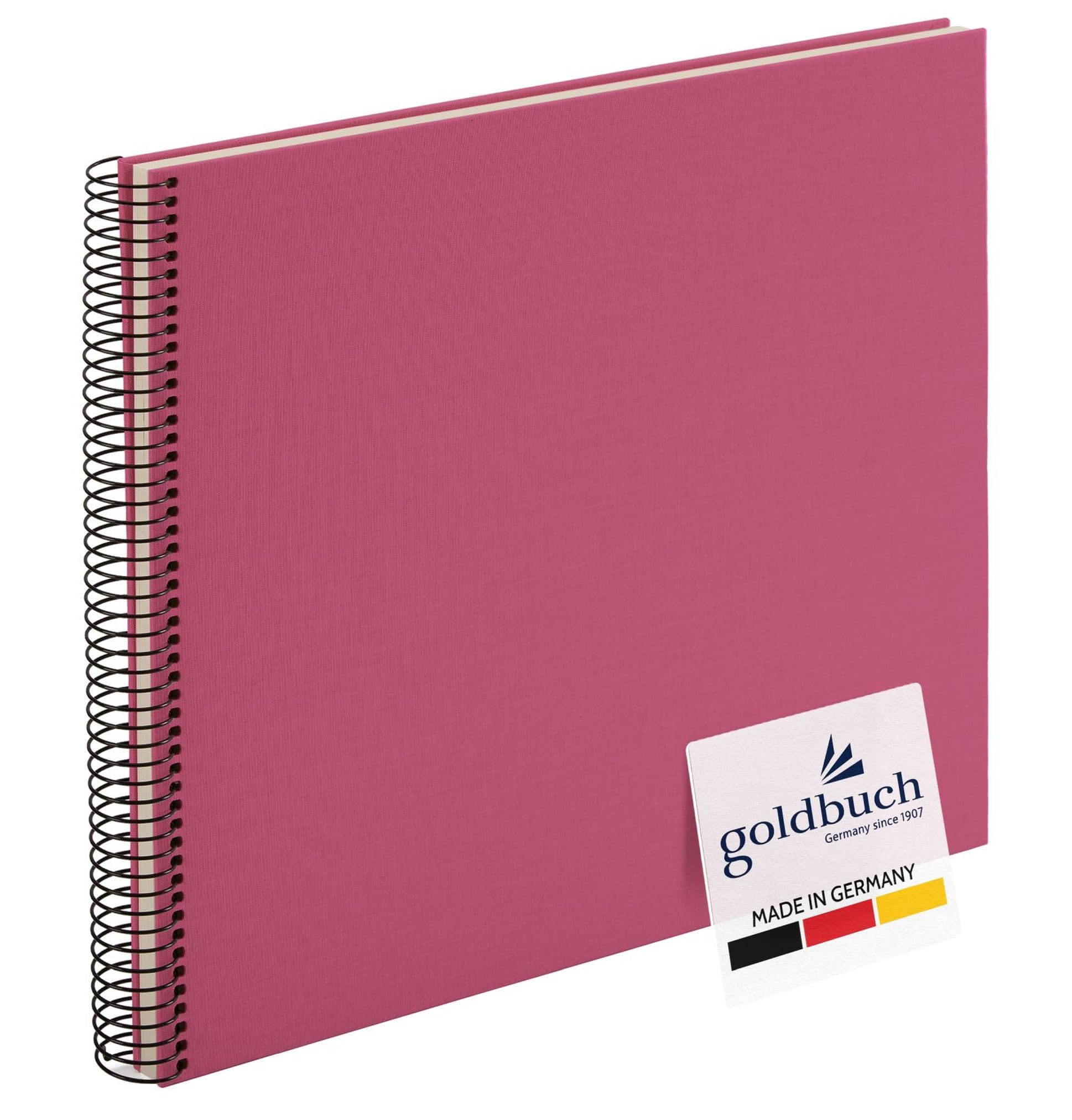 goldbuch Bella Vista 25 608 Spiral Photo Album 35 x 30 x 1.5 cm Spiral Diameter 2.8 cm Photo Album, 40 White Pages, Linen Memory Album, Photo Book for Pictures and Photos for Gluing, Fuchsia
