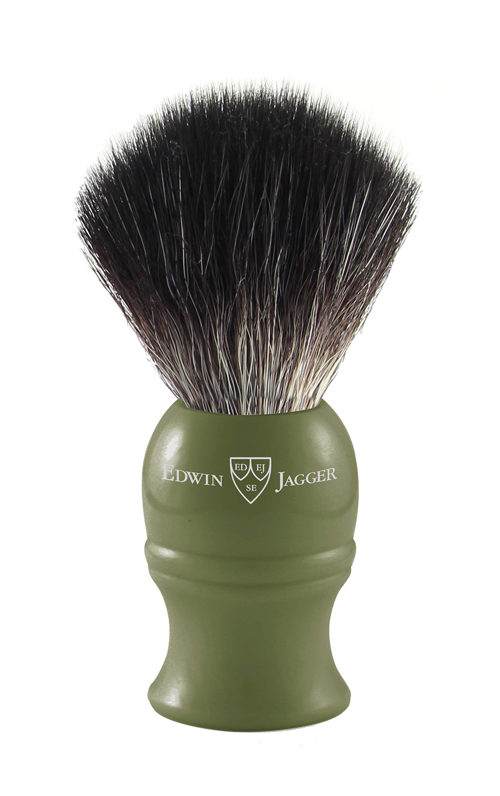 Edwin Jagger 1EJ338SYN Classic Black Synthetic Fibre Eco-Friendly Vegan Exfoliating Shaving Brush for Shaving Cream or Shaving Soap for Men and Women (Green)